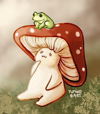 Cute Frog  Mushroom Green Wallpapers  Cute Frog Wallpapers  Frog  wallpaper Cute frogs Cute doodles drawings