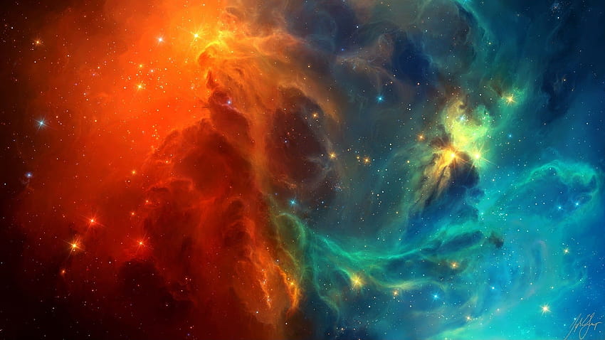 3840x2160 Mgławica, Pomarańczowy, Gwiazdy, Niebieski, Galaktyka dla telewizji U, czerwono-niebieska galaktyka Tapeta HD