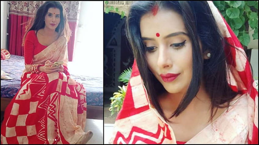 : Charu Asopa sieht bei der ersten Durga Puja nach der Hochzeit mit Rajeev Sen wie eine bengalische Braut aus HD-Hintergrundbild