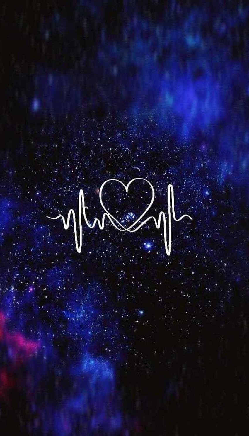 Serce i bicie serca w środku, ciemna, niebieska estetyka serca Tapeta na telefon HD