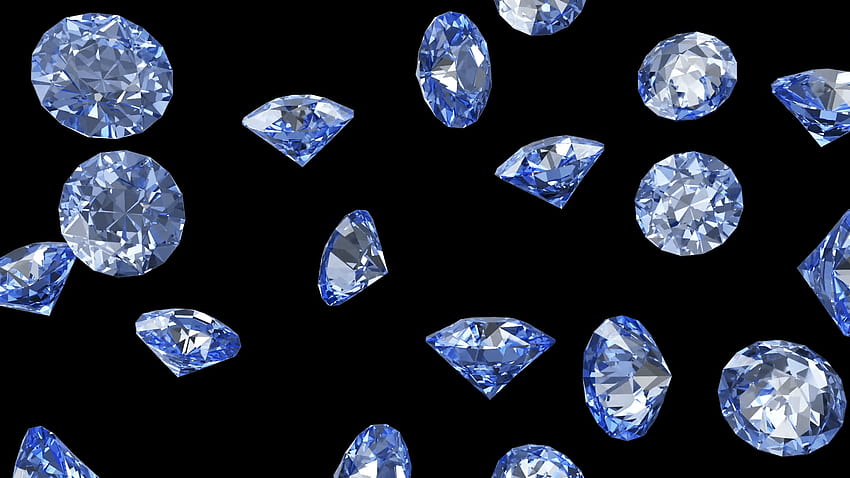 Falling Blue Diamonds on black background. HQ Seamless Looping, diamonds background HD wallpaper