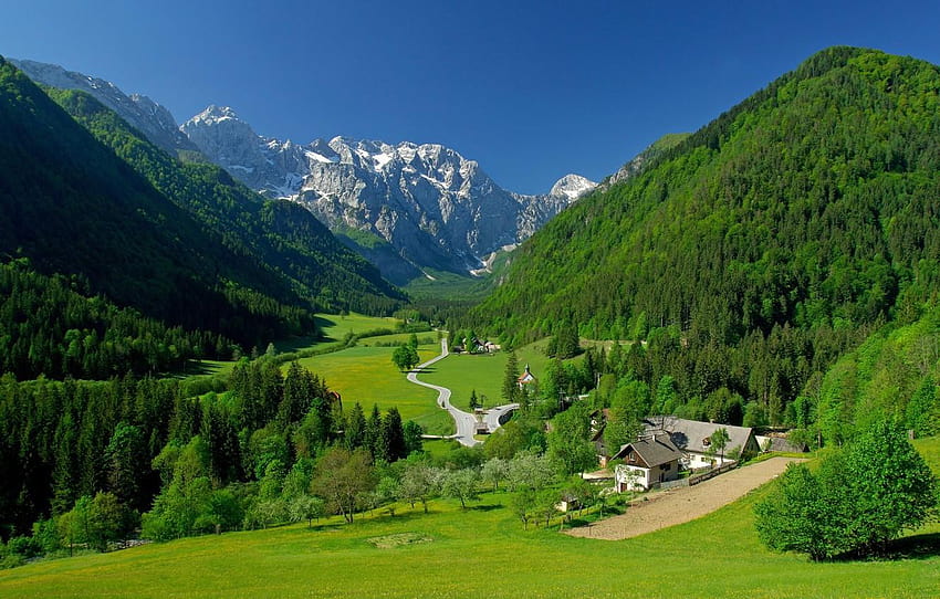 Green, Landscape, Mountains, Alpine, Valley, alpine landscape HD wallpaper