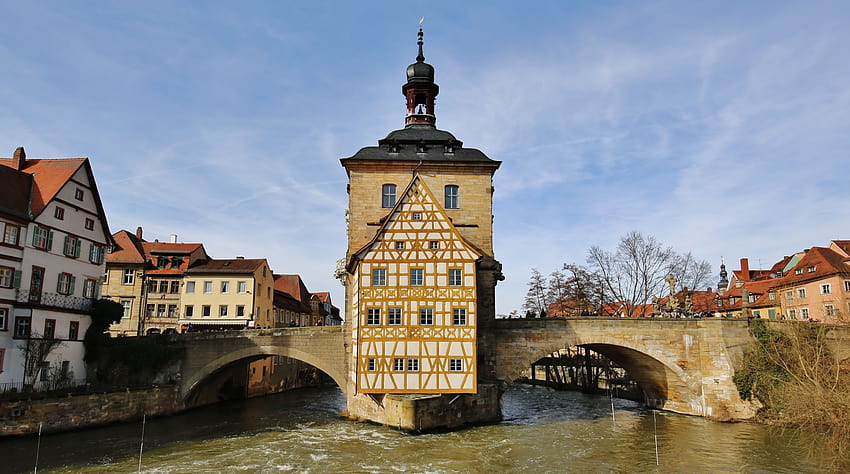 Bamberg, Bayern, stary ratusz, Niemcy o rozdzielczości 4404x2455. Wysoka jakość Tapeta HD