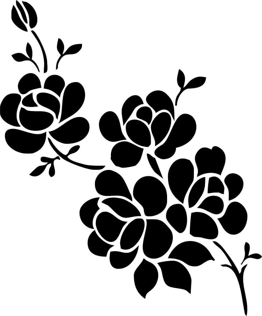 Zarif Siyah Beyaz Çiçek Vektör Sanatı jpg HD telefon duvar kağıdı