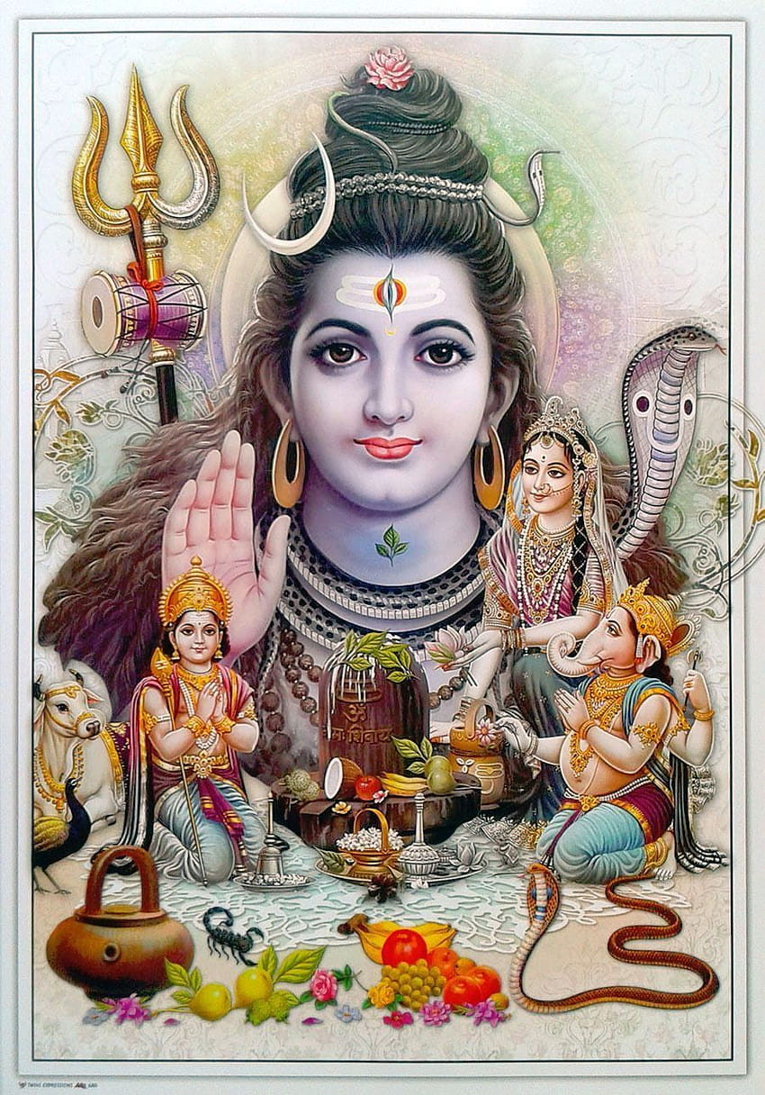 Lord Shiva Parvati Ganesha Murugan, dio Shiva Parvathi Vinayaga Sfondo del telefono HD