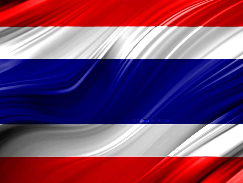 Drapeau thaïlandais, pays asiatiques, vagues 3D, drapeau de la Thaïlande, drapeau national Fond d'écran HD
