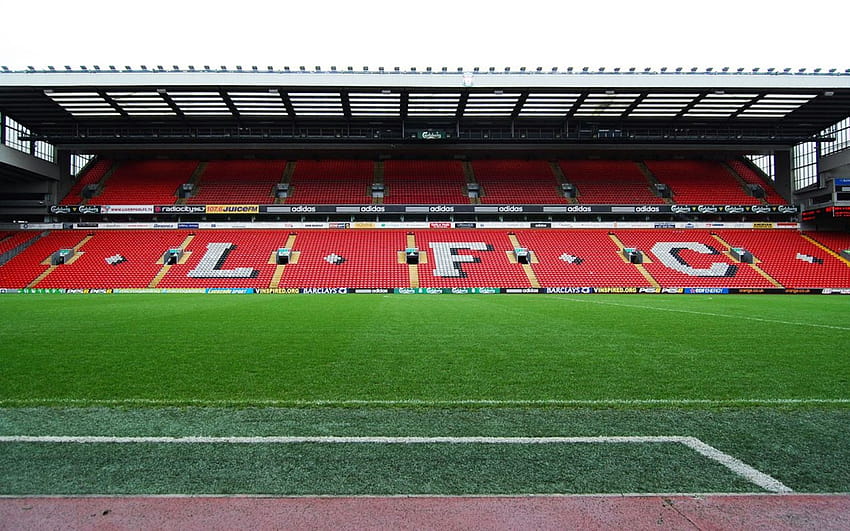 Cancha del estadio de Anfield, estadio de Liverpool fondo de pantalla