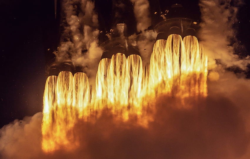 panas, api, roket, SpaceX, booster, Falcon Heavy, Elon, falcon 9 Wallpaper HD