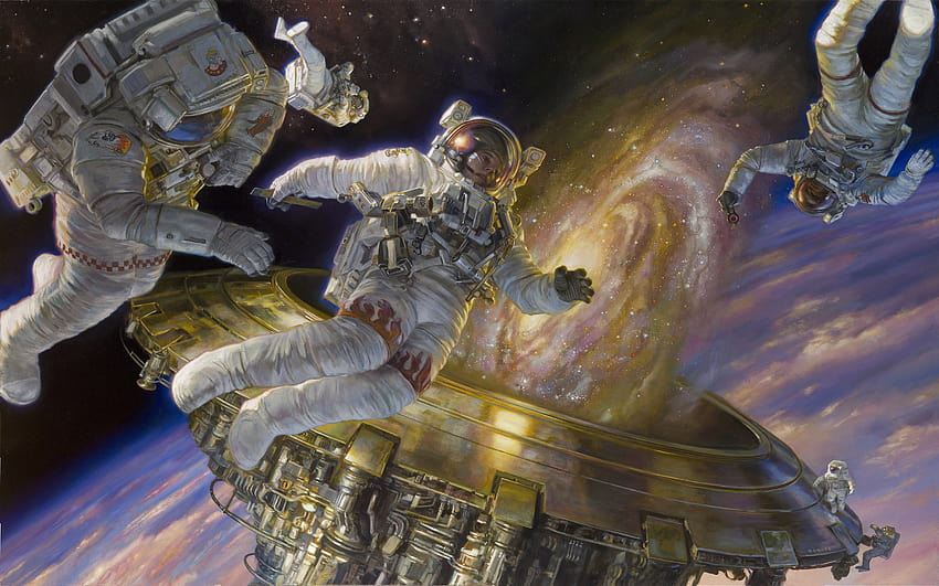Donato Giancola Astronauts Ship Galaxy Cosmic Dream Conquest Of The Universe Science Fiction Digital Art For 5200x3250 : 13 HD wallpaper