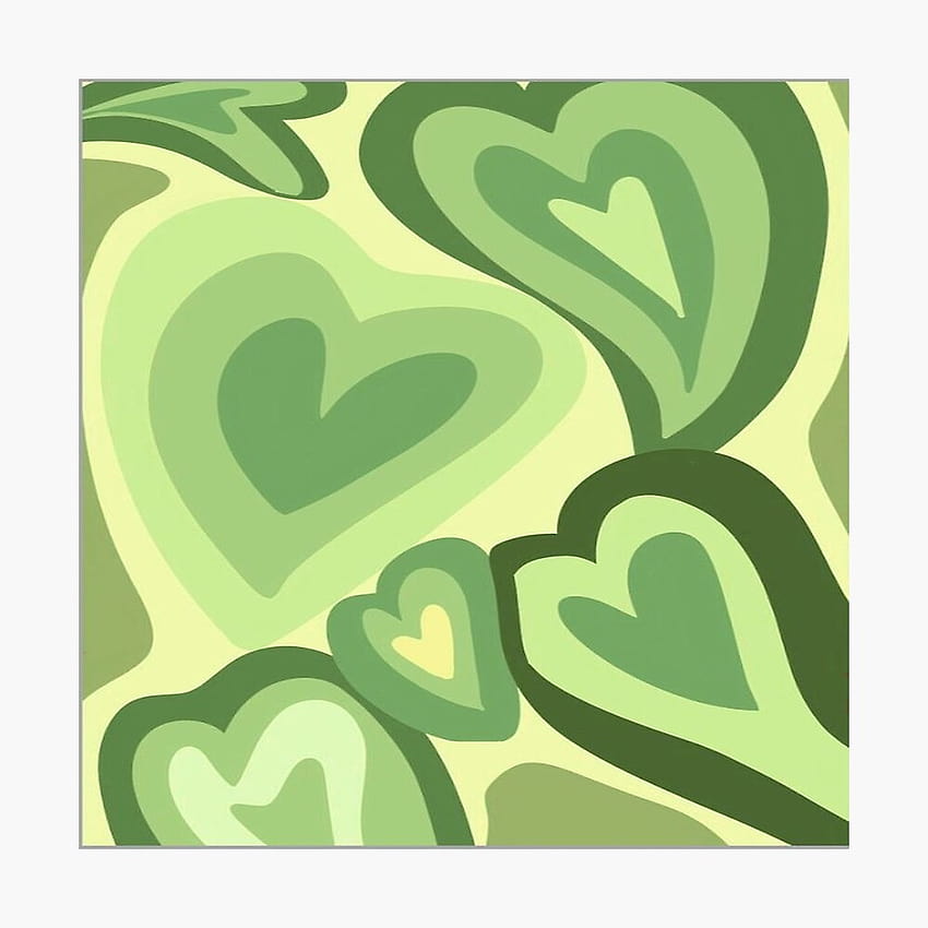 y sage green heart trance print, y hearts wallpaper ponsel HD