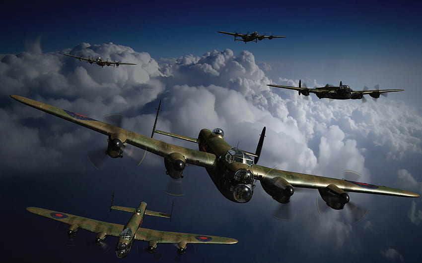 アブロ ランカスター、イギリスの重爆撃機、王立空軍、イギリス、第二次世界大戦、解像度 2880 x 1800 の軍用機。 高品質、アブロ ランカスター爆撃機 高画質の壁紙
