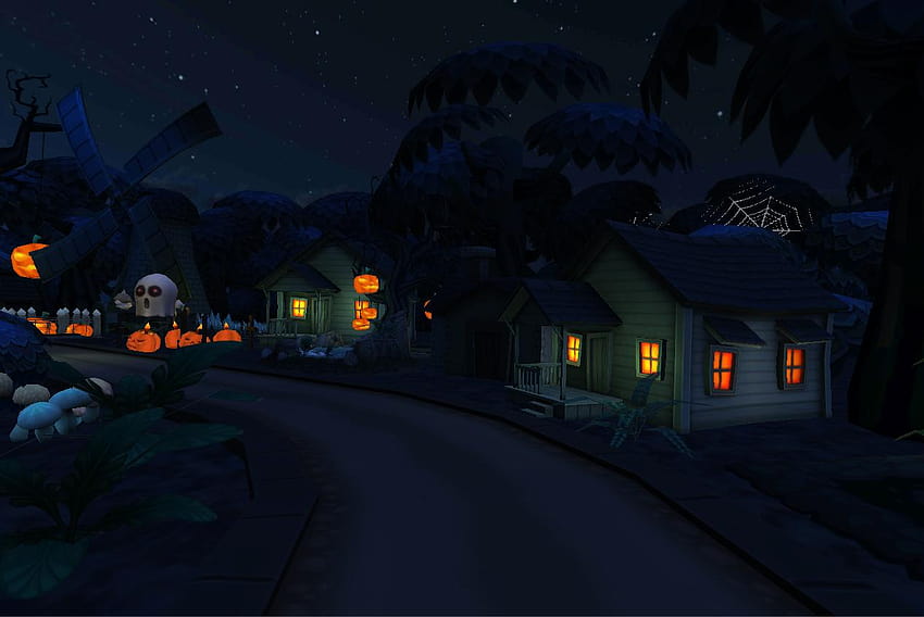 Haunted Village Live, pueblo de dibujos animados fondo de pantalla