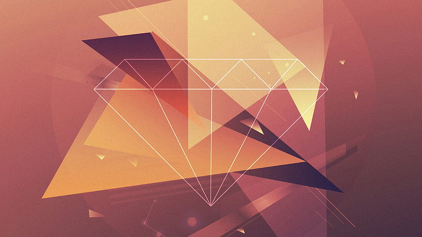 polygon, diamond, lines, brown, yellow, triangles, OS HD wallpaper