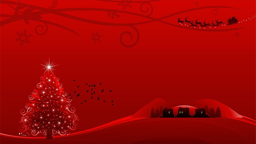 Red Christmas, christmas tree red HD wallpaper