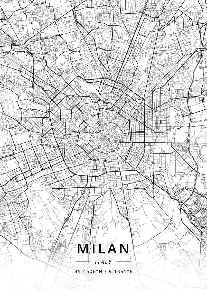 밀라노, 이탈리아' Designer Map Art의 포스터, 이탈리아 지도 HD 전화 배경 화면
