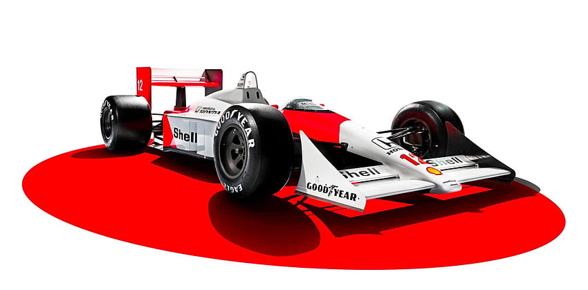 レースカー、フォーミュラ 1、マクラーレン F1、ホンダ、CGI、白背景、マクラーレン MP4 4、1988 年、アイルトン セナ、レジェンド、3D / モバイル背景、マクラーレン mp44 高画質の壁紙