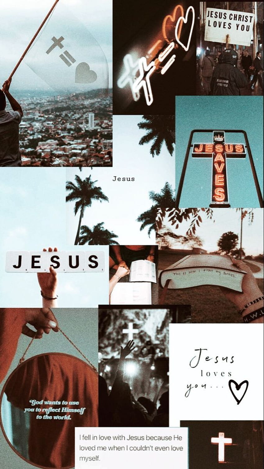 Естетичен Исус, Исусов колаж HD тапет за телефон