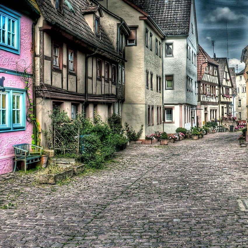 Old Town Street Landscape iPad, old town road HD phone wallpaper