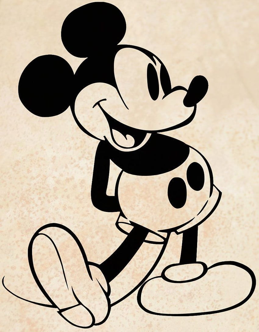 Mickey Mouse Old Look Oleh Russo Black And White, mickey mouse retro wallpaper ponsel HD