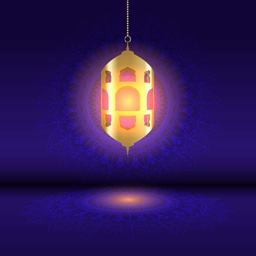 Ramadan backgrounds with hanging lantern on mandala design, flat design ramadhan HD phone wallpaper