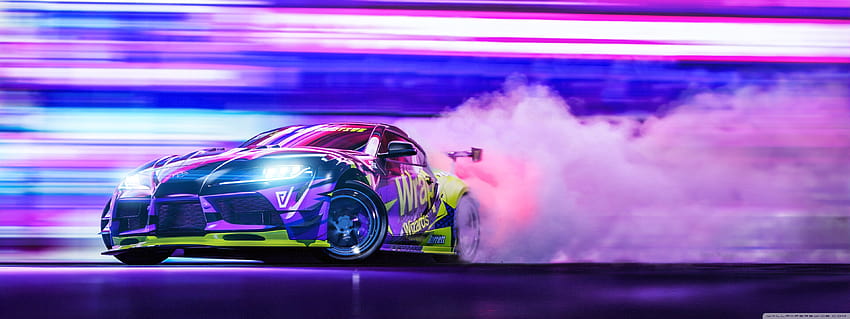 Toyota Supra Car Racing Drift Night Ultra Backgrounds for : & UltraWide & Laptop : Multi Display, Dual Monitor : Tablet : Smartphone, 3840x1440 HD wallpaper
