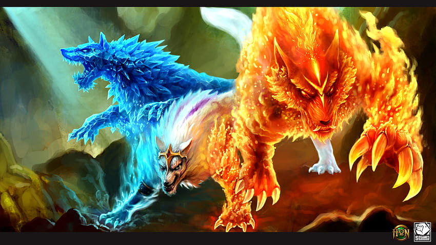 serigala api, karakter fiksi, naga, mitologi, karya seni cg, makhluk mitos Wallpaper HD