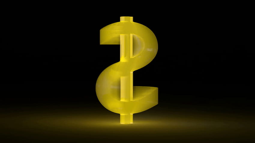 Animiertes goldenes Neon-3D-Dollarzeichen, das sich im dunklen Raum dreht 4. mit Dollarsymbol HD-Hintergrundbild