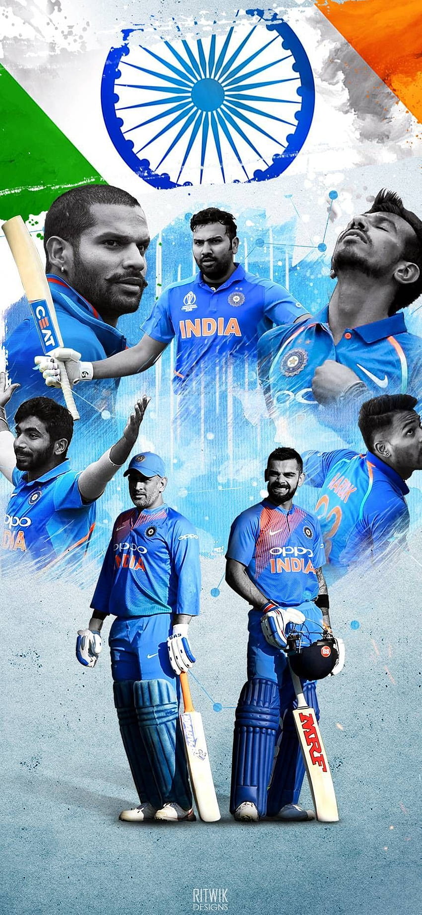 TEAM INDIA、インドのクリケット選手 HD電話の壁紙