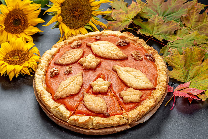 867517 , Autumn, Pie, Sunflowers, Design, Foliage, autumn apple pie HD wallpaper