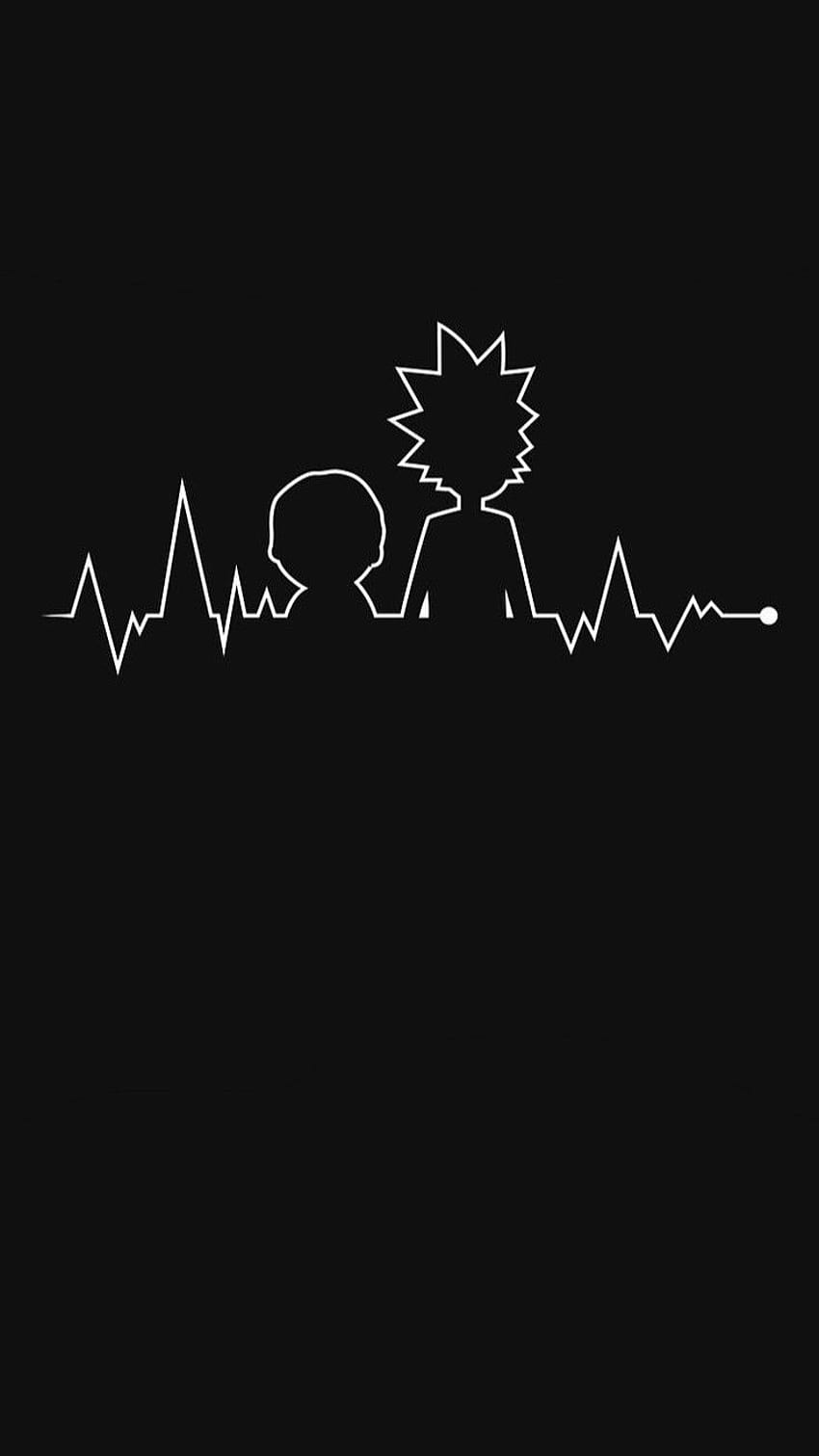 Rythme cardiaque noir foncé de Rick et Morty. Rick et Morty. Esthétique Rick Sanchez et morty., logo rick and morty Fond d'écran de téléphone HD
