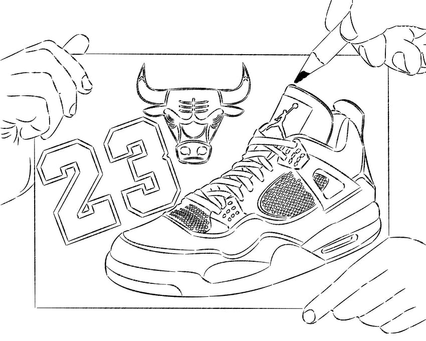 Página para colorir sapato Jordan papel de parede HD