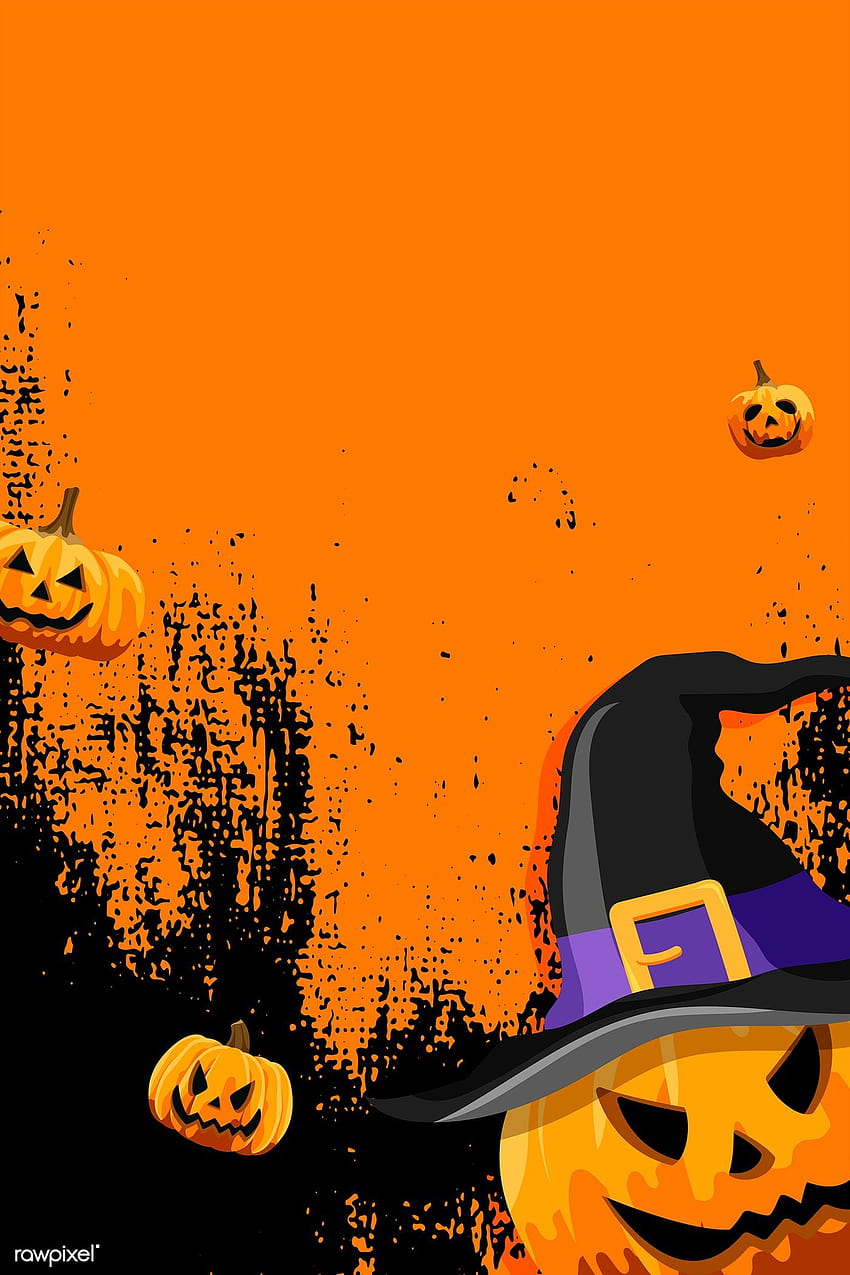 Jack O'Lantern grunge orange backgrounds template vector, halloween grunge HD phone wallpaper