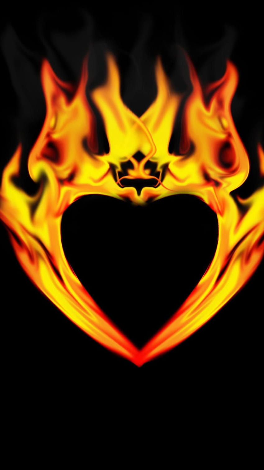 iphone , Heart , Fire ...pinterest, пламтящи сърца HD тапет за телефон