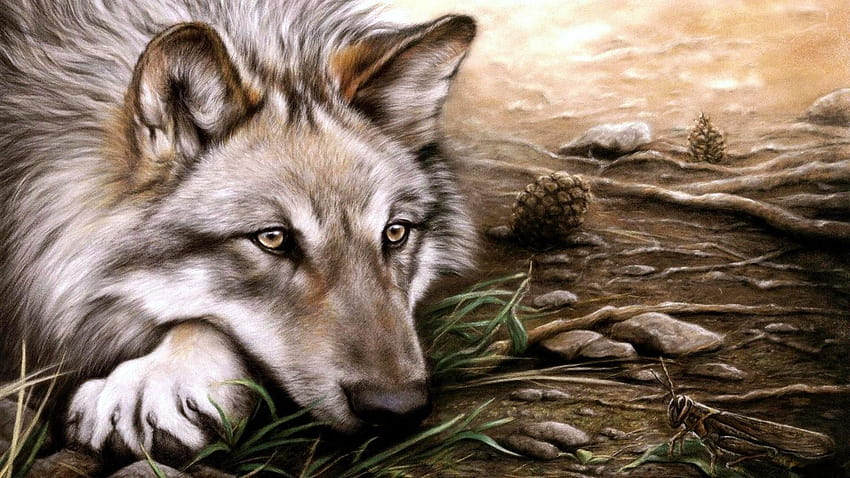 Dogs: Art Wolf Dog Wide for 16:9 High Definition, wolfdog HD wallpaper
