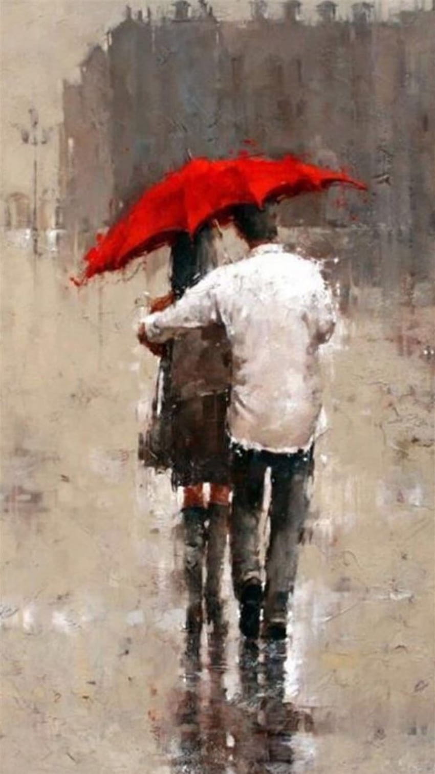 Rainy Romantic Lover Couple Back Art iPhone 8, rainy couple HD phone wallpaper