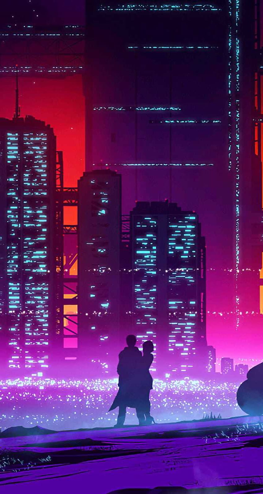Neon City, retro city lights aesthetic HD phone wallpaper