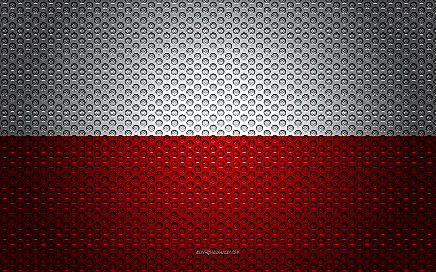 Flag of Poland, creative art, metal mesh, polish flag HD wallpaper