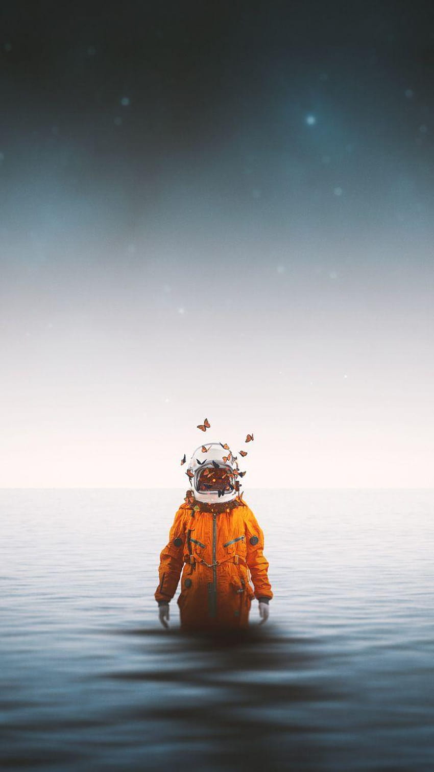 Astronaut, spacesuit, butterflies, fantasy, digital art, 720x1280, astronaut spacesuit HD phone wallpaper