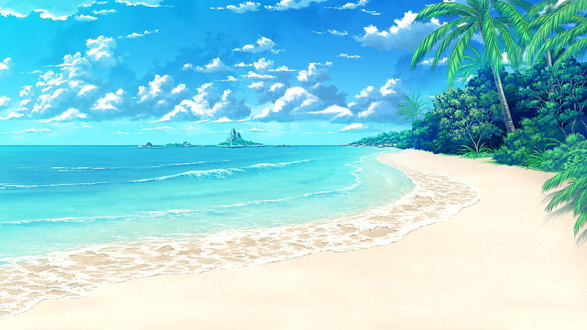Anime-Strandlandschaft HD-Hintergrundbild