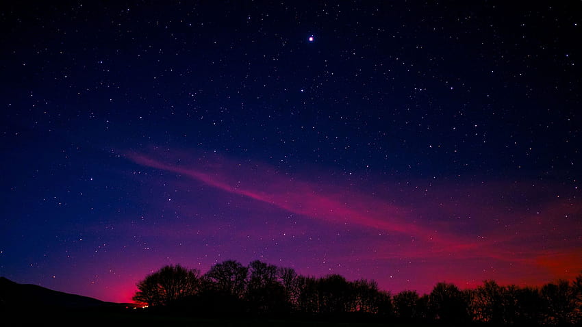 Rosa und lila Nachthimmel Hintergründe, rosa Nachthimmel HD-Hintergrundbild