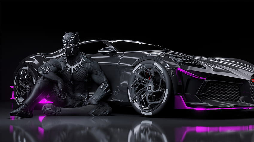Black Panther Bugatti Chiron La voiture noire 울트라 ID:6437 HD 월페이퍼