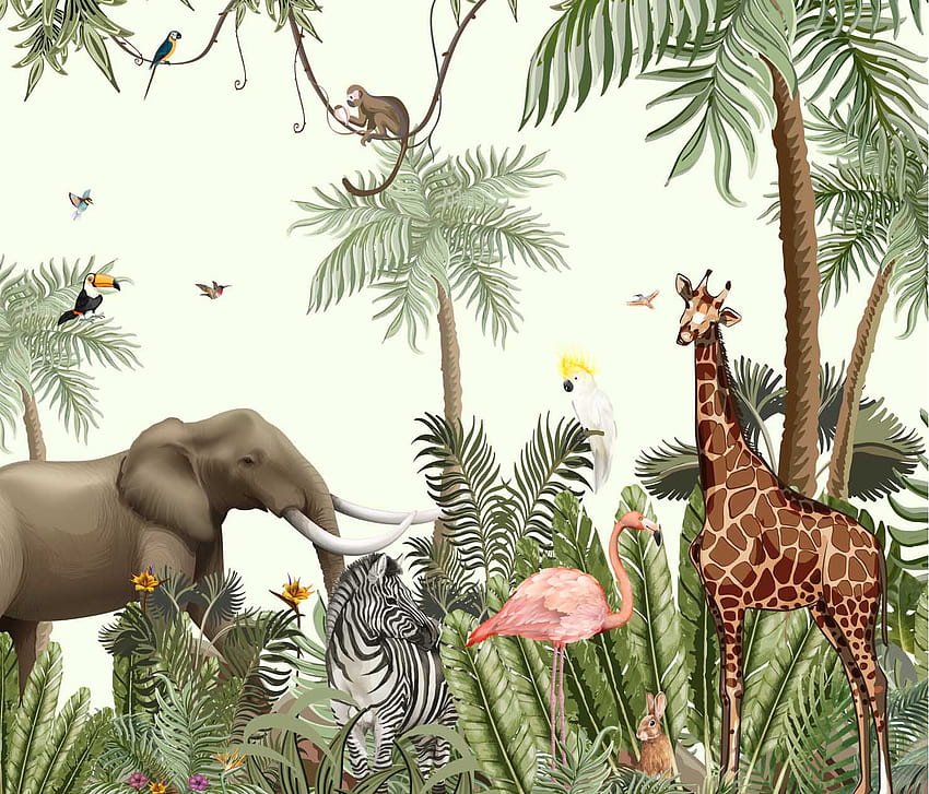 Jungle Theme Animals for Kids Room Walls HD wallpaper