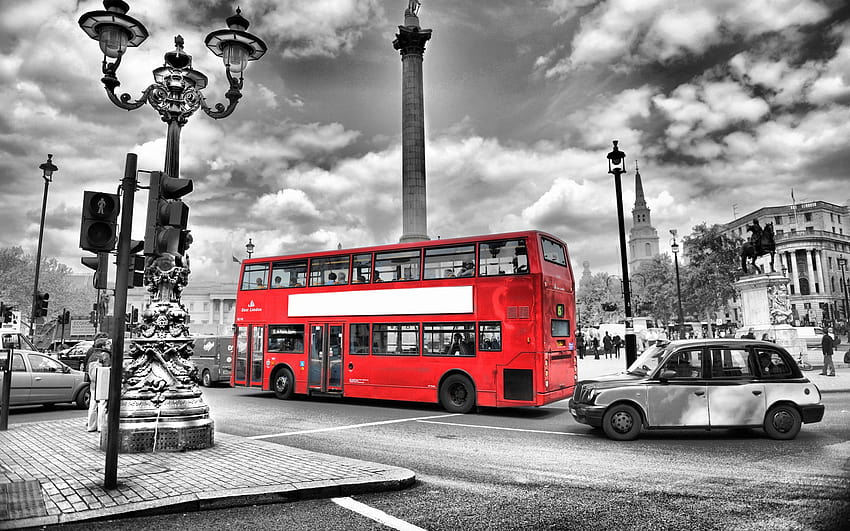 Street Red Bus ロンドン、 高画質の壁紙