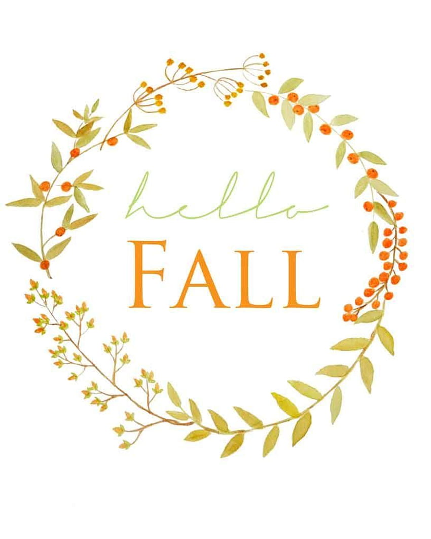 Fall Berry Watercolor Wreath 印刷可能、秋のリース HD電話の壁紙