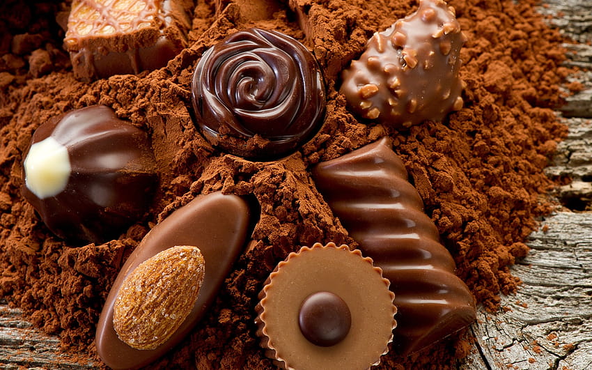 : Шоколад, Шоколадови бонбони, какао HD тапет