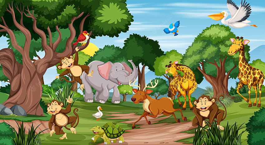 Zoo-Karikatur HD-Hintergrundbild