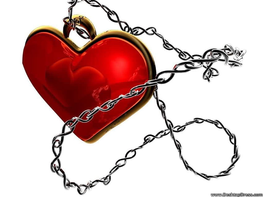 » 3D Backgrounds » Red Heart Chained » www.dress, chained heart HD wallpaper