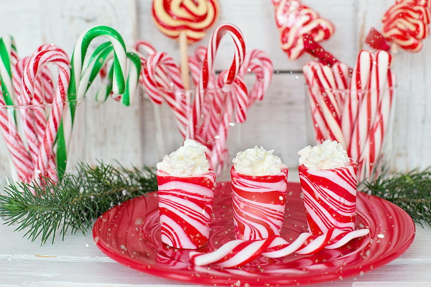 Candy Canes with Red Stripes, Peppermint ❤ HD wallpaper