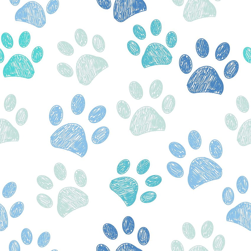 青色の足跡の背景 Art Print by gulsengunel, pawprint HD電話の壁紙
