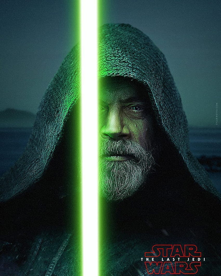 Wird Luke sein grünes Lichtschwert wieder benutzen? ••• Luke Skywalker, Luke Skywalker mit seinem Lichtschwert HD-Handy-Hintergrundbild